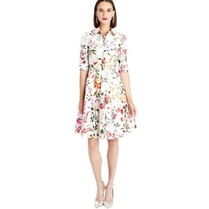 Oscar de la Renta English Garden Print Shirt Dress